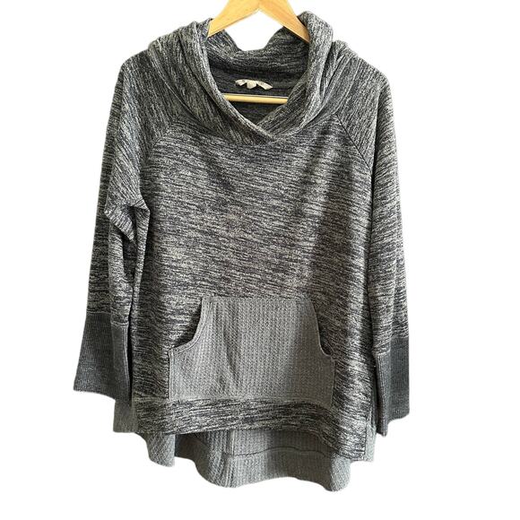 SOFT SURROUNDINGS Heather GrayCowl Neck Waffle Back Pullover Sweatshirt | Large - Picture 1 of 5